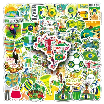 10/50Pcs Бразилия бразилски елементи жълто зелено колоритен страна карикатура открит пътуване пейзаж декорация вода чаша багаж
