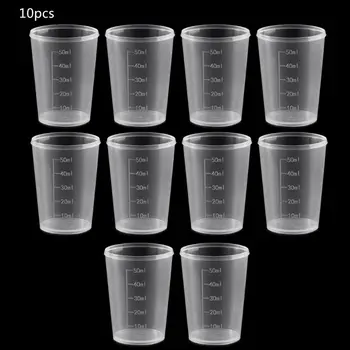 10pcs 1.75 oz Измервателни чаши Прозрачни пластмасови измервателни чаши Лаборатории Експерименти Консумативи за епоксидна смола Смесване на боя Dropship