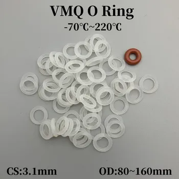 10pcs бял VMQ силиконов гумен пръстен уплътнение CS 3.1mm OD 80 ~ 160mm силиконов O пръстен уплътнител уплътнение храна клас каучук Oring шайба