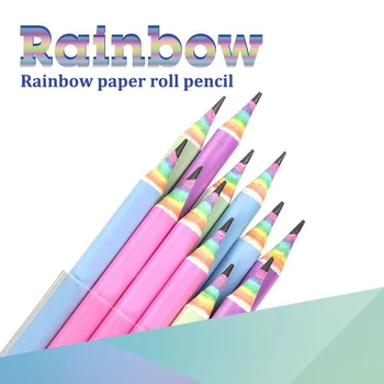12PCS Rainbow цветна хартия молив Детско писане и рисуване HB Professional Art Sketch Comic Pen Офис училищни пособия