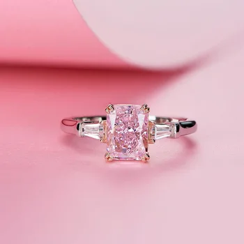 18K бяло злато пръстен розов Mosan диамант D VVS дамски пръстен сватба годежно парти годишнина любовник подарък