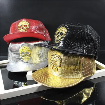 2016 Нова кожена лятна марка метален череп Европа бейзболна шапка шапка за мъже жени случайни хип-хоп snapback шапки слънчеви шапки