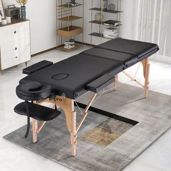 2023 Нова преносима масажна маса 3 Сгъваемо масажно легло Професионално SPA Рейки Салон за мигли Легло, Дървена рамка Регулиране на височината