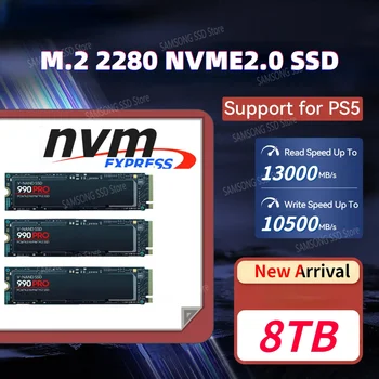 2024 Оригинален 990PRO 8TB 2TB 4TB SSD M2 2280 PCIe 5.0 NVME 2.0 Прочетете 13000MB / S твърд твърд диск за лаптоп / PC / PS5