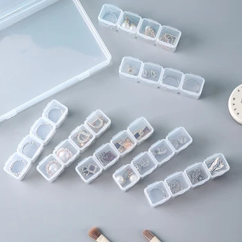 28 Решетки Clear пластмасова празна кутия за съхранение Нокти изкуство кристал инструменти бижута мъниста дисплей кутия за съхранение