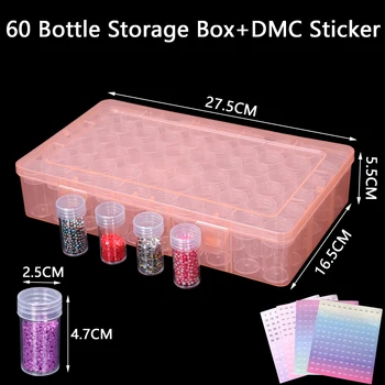 3 цвята 60 Кутии за бутилки Диамантени инструменти за рисуване Аксесоари Кутия за съхранение мъниста контейнер диамант бродерия камък мозайка инструмент