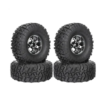 4Pcs 120mm Metal Heavy Duty 1.9 Beadlock Wheel Rim Tire Set for 1/10 RC Crawler Car Axial SCX10 TRX4 D90 Redcat