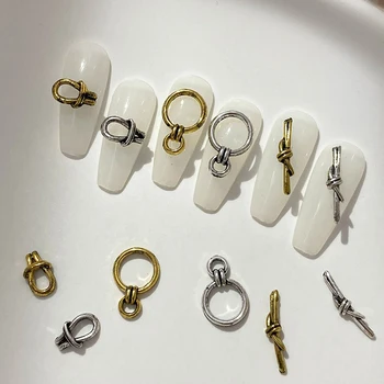 50pcs Японски дизайн нокти изкуство чар 3D ретро пънк кух пръстен възел шипове нокти декорация DIY ретро нокти бижута аксесоари