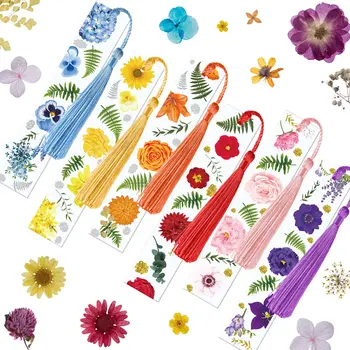 8 комплекта цветни акрилни отметки прозрачни флорални отметки цветни цветни маркери за страница с цветя акрилни флорални маркери за четене на книги