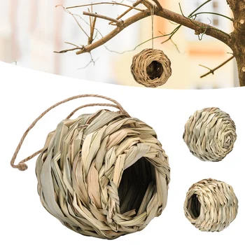 Ball Птиче гнездо Ръчно изработени колибри Къща Висящи мини птици клетка за двор