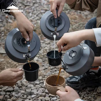 CAMPINGMOON алуминиева сплав кафе кана 0.8L 1L 1.5L голям капацитет преносим къмпинг чайник открит вода чайник