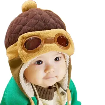 Doitbest От 2 до 5 години Бебе момче Бомбардировач шапка кожа вътре Зимни шапки Дете Мечка пилотни шапки вълна деца момичета Капачки за уши