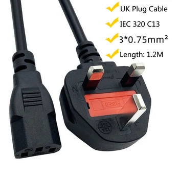 Electric UK Plug Singapore Power Extension Cable With Fuse Cord 13A 1.2m IEC 320 C13 For PC Computer Monitor 3D Printer TV