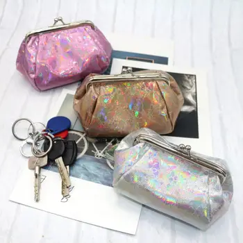 Fashion Laser Holographic Women Lock Coin Purse Convenient To Open Or Close Durable Card Keys Holder Wallet 제로 지갑