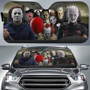 Horror Movie Car SunShade Джейсън Ворхийс, Фреди Крюгер, Пениуайз кола SunShade герои от филми на ужасите