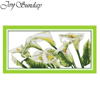 Joy неделя кръстат бод комплекти цвете модел 16/14/11CT отпечатани щамповани плат DMC нишка DIY бродерия игла комплект Начало декор