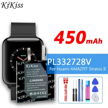 KiKiss 450mAh PL332728V Батерия за Huami AMAZFIT Stratos II 2 Смарт спортен часовник Stratos2 Big Power Bateria