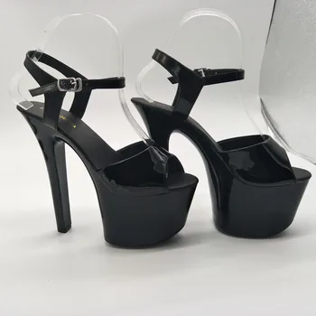 LAIJIANJINXIA Нов 17CM / 7inches PU горен модел секси екзотичен висок ток платформа парти жени сандали полюс танц обувки G002