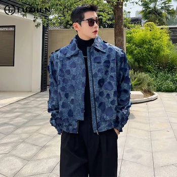 LUZHEN Корейска мода Мъжки елегантен дизайн дънкови якета жакард хлабав модерен връхни дрехи мъжки ежедневни палто 2024 пролет нов 13bf9c