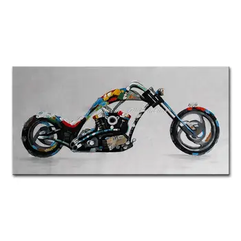 Mintura Ръчно рисувани Cool Motorcycle Morden Цветни абстрактни маслени картини върху платно, стена арт картина за хол домашен декор