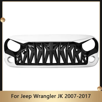 Off-Road Car Inlet Guard Grid White And Black For Jeep Wrangler JK 2007-2017 ABS Shark Grill Front Bumper Grille Racing Grills