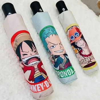 One Piece Luffy Zoro Cartoon Anime Student Umbrella Sunscreen Waterproof Folding Automatic Parasol Sanrio Kurome Creative Gift