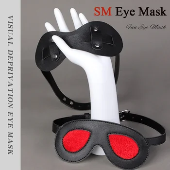PU Кожена превръзка на очите Секс маска за очи SM Маскарад Косплей Робство Пляскане Секс играчка за двойки Игри за възрастни Еротичен аксесоар