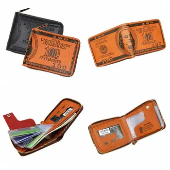PU съединител чанта Щатски долар модел портфейл PU кожа снимка карта притежателя пари джоб чанта монета чанта ZIpper мъжки портфейл жени