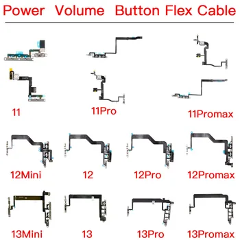 Power Button Flex замяна за iPhone 11 12 13 Mini Pro Max Volume Mute Регулиране на превключвателя Flex кабел