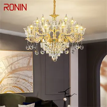 RONIN модерен полилей злато луксозен кристал LED свещ висулка лампа за декор Начало Всекидневна спалня Хотелски тела