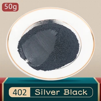 Sliver черна слюда пигмент перла прах DIY минерална боя оцветител прах YB402 за сапун занаяти керамика