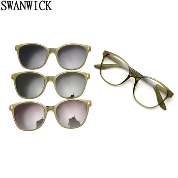Swanwick TR90 мъжки поляризирани слънчеви очила квадратен клип на слънчеви очила за котешко око за жени жълто кафяво лято 2024 магнитен унисекс