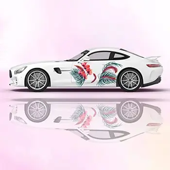 Tropical Plants Leaves Car Decal, Palm Tree Car Side Graphics Decals, Universal Size, Large Vehicle Graphics, Car Livery