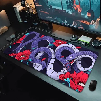 Viper Snake Mousepad Gamer Неплъзгаща се подложка Аксесоари за игри Компютърни офиси Pc кабинет бюро Мат мишка килим клавиатура Xxl голям