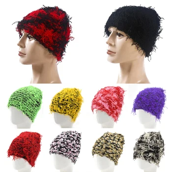 Winter Street Dome Hat Hip Hop Outdoor Camouflage Beanies Balaclava Distressed Thin Knitted Woolen Hat Keep Warm Wool Cap