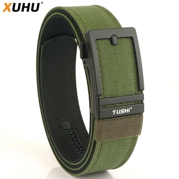 XUHU Metal Quick Release Automatic Buckle Tactical Super Hard Belt For Men Outdoor Military Training Belt High Quality Waistband