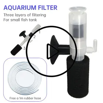 Аквариум многослойни медии траен филтър риба резервоар мини филтър биохимична гъба вътрешен пречиствател за увеличаване на кислород газ помпа