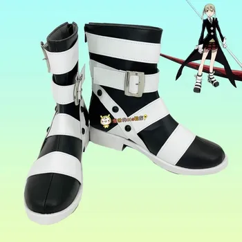 Аниме Soul Eater Maka Albarn Cosplay обувки на висок ток Fancy къси ботуши Custom-mad pu Кожени ботуши Хелоуин Мъже Жени Cos обувки