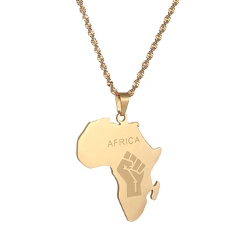 Африкански юмрук символ висулка колиета Африка карта Black Lives Matter бижута