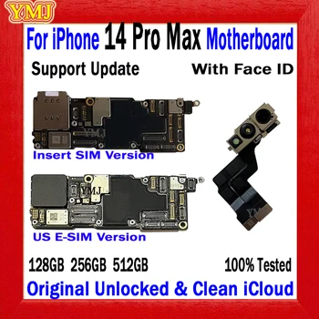 Безплатна доставка E-SIM&SIM версия дънна платка за IPhone 14 Pro Max Clean ICloud Logic Board 128g / 256g Актуализация на поддръжката на дънната платка