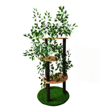 Висококачествена платформа за скачане на котки котка драскач дърво апартамент котешко дърво с листа