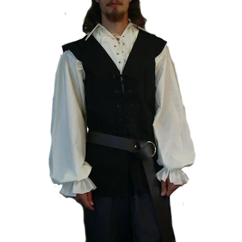 Готически пират ренесанс жилетка за мъже реколта превръзка без ръкави жилетка средновековен костюм Топ удобни & стилен