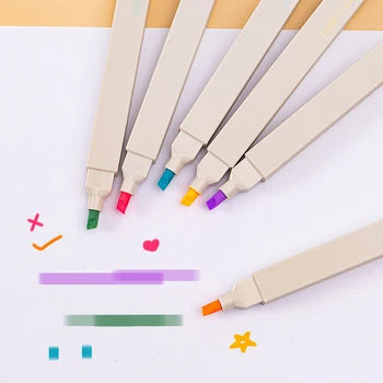 Двуглав сладък цвят флуоресцентен маркер писалка пастелни маркери Студентски офис Училищни канцеларски материали