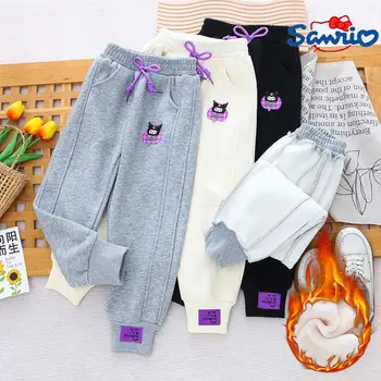 Детски зимни панталони Sanrio Kuromi Kawaii Y2K аниме панталони Меко сгъстяване Връхни дрехи Спортни панталони Подарък за детски рожден ден