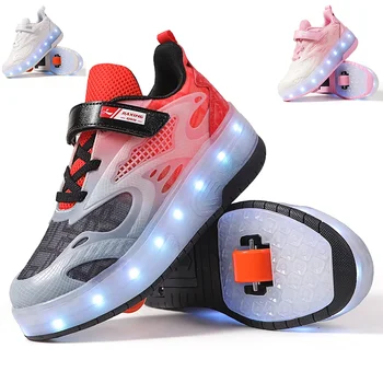 Дизайнер деца мигащи ролкови кънки обувки момчета момичета деца USB презареждане светещи колела маратонки Led светлина спорт скейтборд