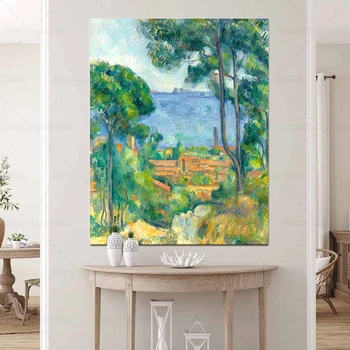 Изглед на L Estaque и Chateaux печат плакат Paul Cezanne пейзаж платно живопис стена изкуство декор