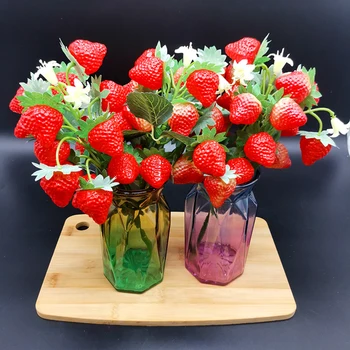 Изкуствени ягоди Плодов декор Сушени изкуствени фалшиви ягоди Букет за сватба Домашно парти бюро Декорация на дома