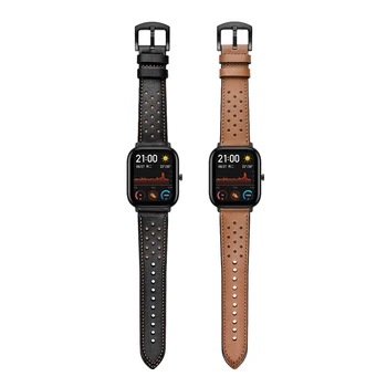 Кожена лента за часовници Pulseira за Huami Amazfit GTS Strap Band Bip / GTR 47mm 42mm Pace Stratos 2 3 Correa