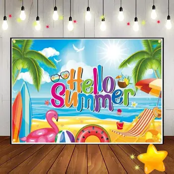 Лято Хавайски басейн Плаж Тропически сърф фон Персонализиран фон за рожден ден Парти Банер за декорация на снимки Бебешки душ Пътуване
