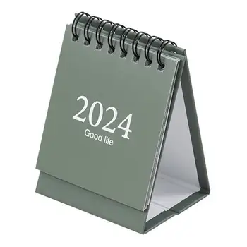 Мини бюро календар спирална намотка страница обръщане дата запис 12 месечен календар за планиране дневник план книга година на 2024